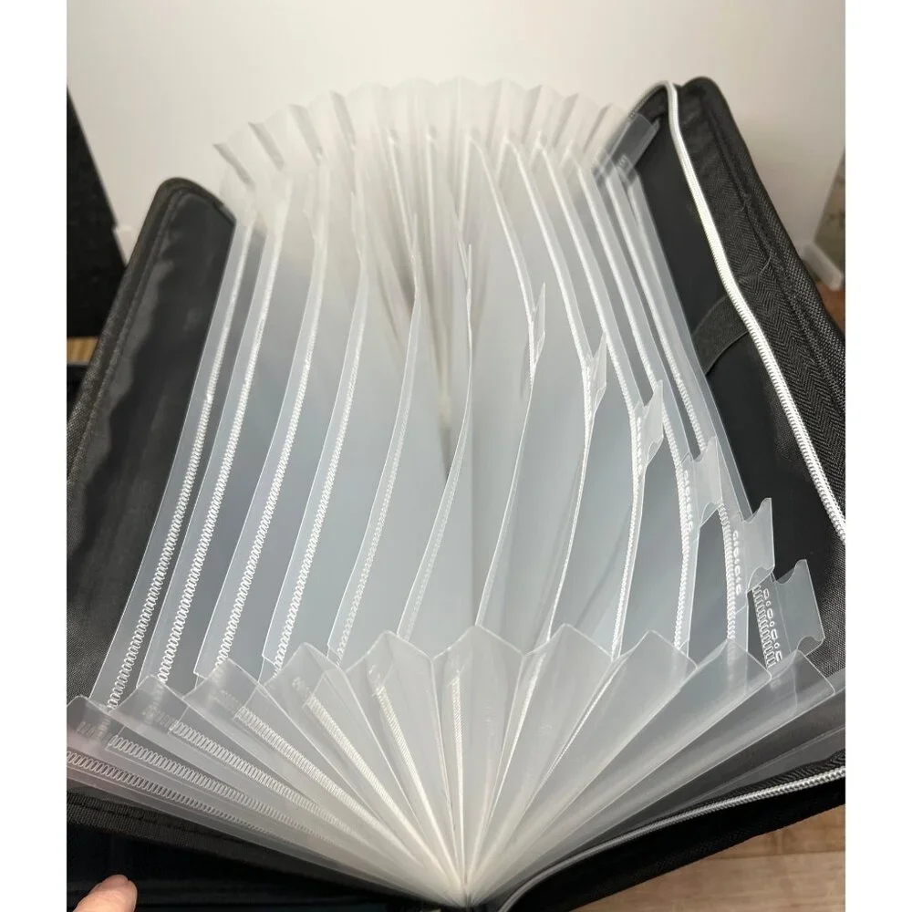 Professional Black Expandable Document Organizer With Zipper Closure